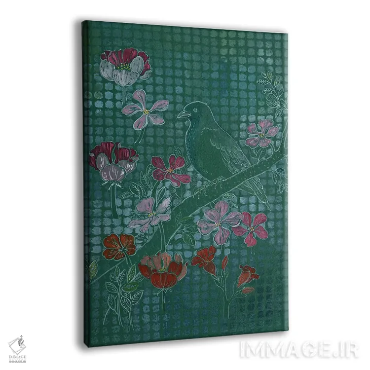 تابلو مدرن پرنده روی سبز اثر میری اشت - نمای پرسپکتیو محصول