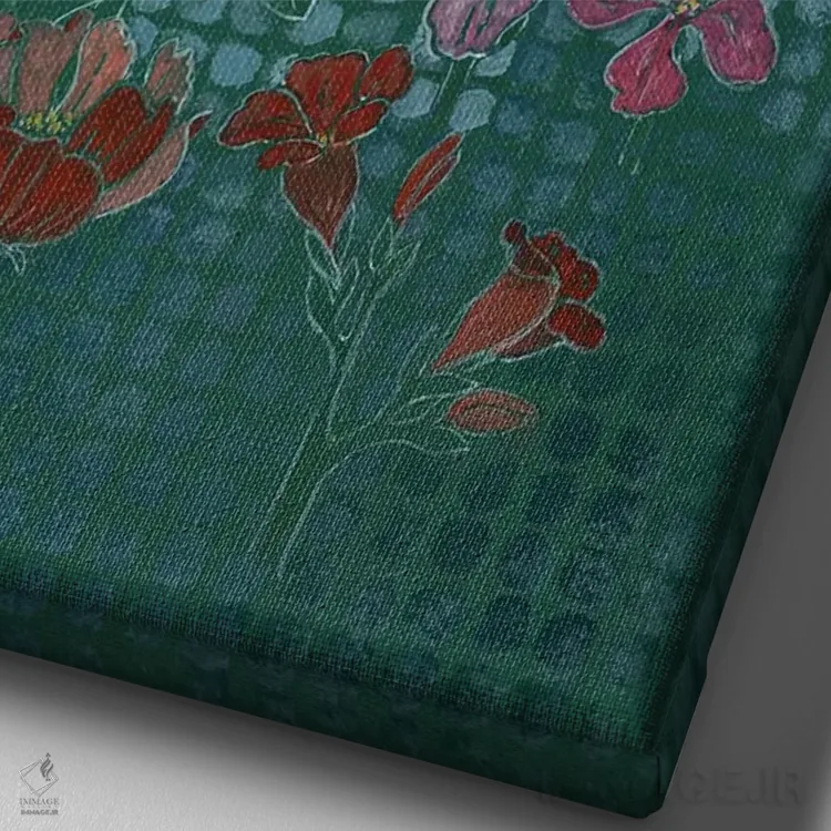 تابلو مدرن پرنده روی سبز اثر میری اشت - نمای نزدیک بافت بوم