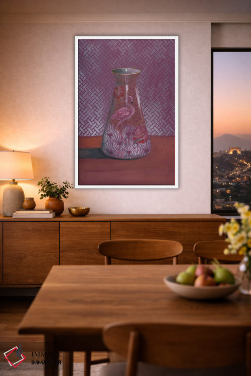 تابلو مدرن گلدان فلامینگو اثر میری اشت - D1W