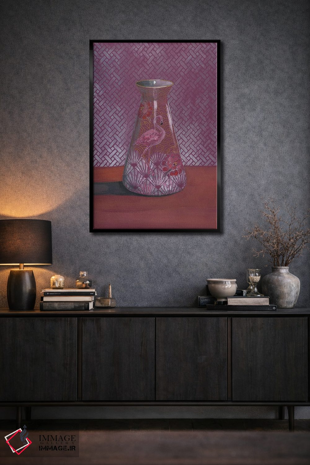 تابلو مدرن گلدان فلامینگو اثر میری اشت - D2B