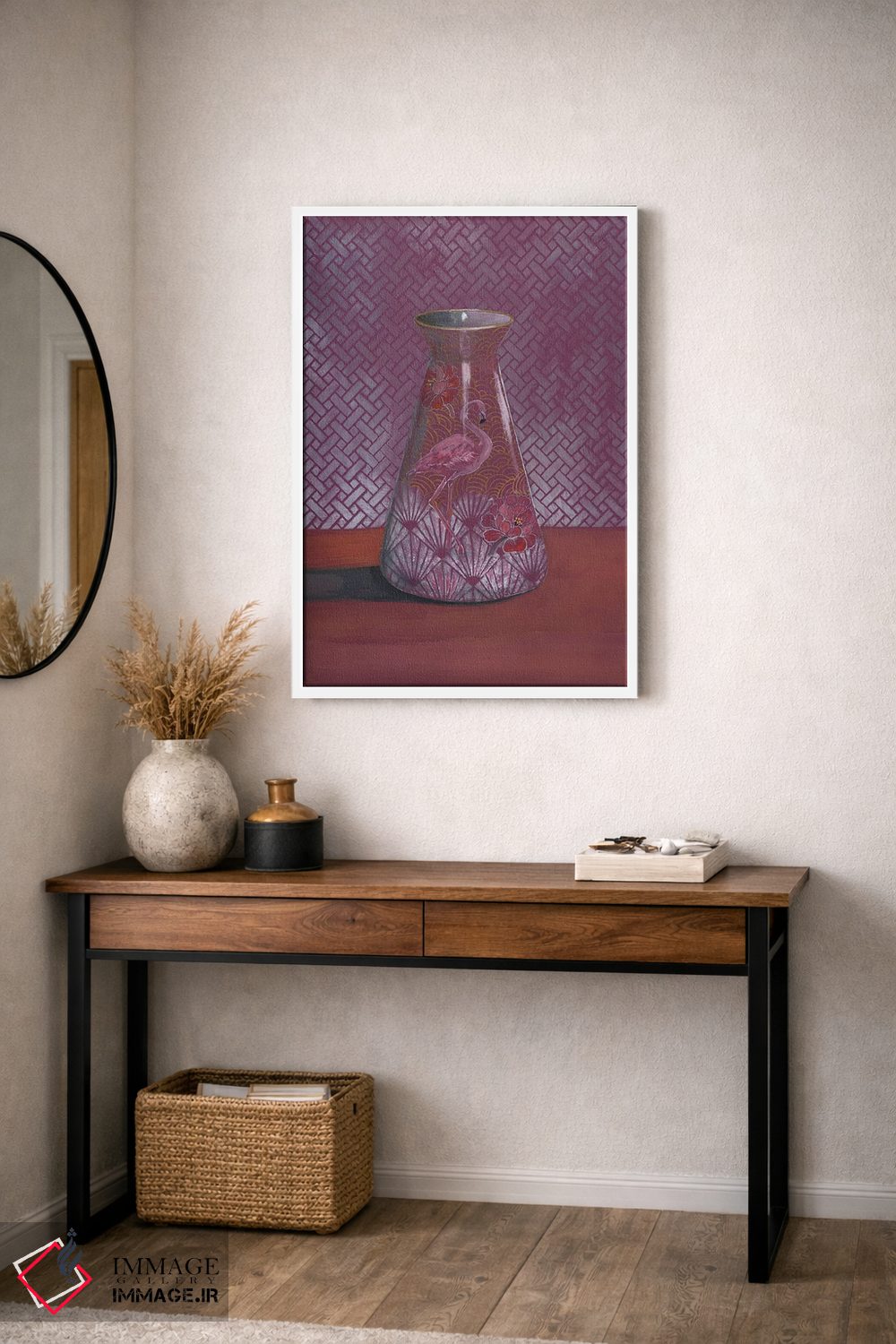 تابلو مدرن گلدان فلامینگو اثر میری اشت - D3W
