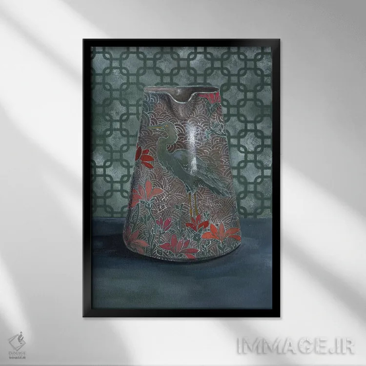 تابلو مدرن گلدان حواصیل اثر میری اشت - نمای قابدار مشکی