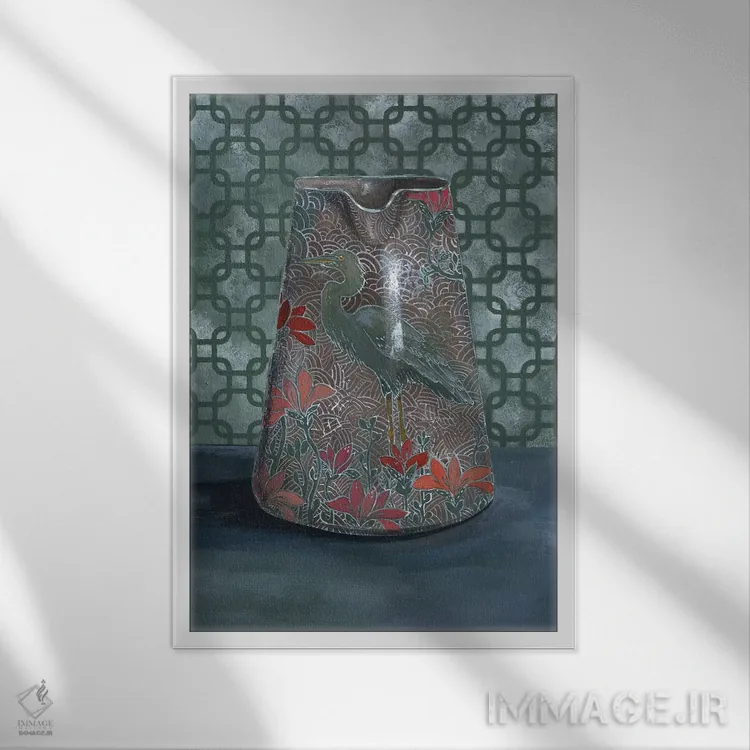 تابلو مدرن گلدان حواصیل اثر میری اشت - نمای قابدار سفید