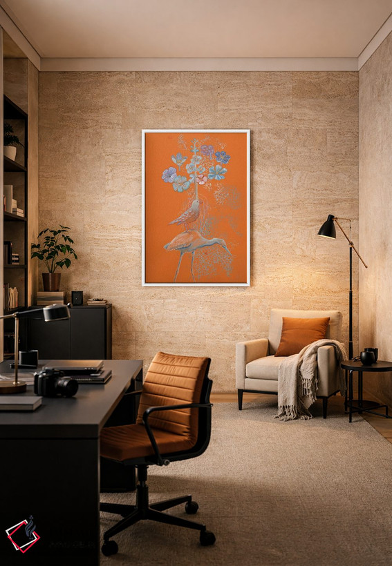 تابلو مدرن رویاهای حواصیل روی نارنجی اثر میری اشت - D5W