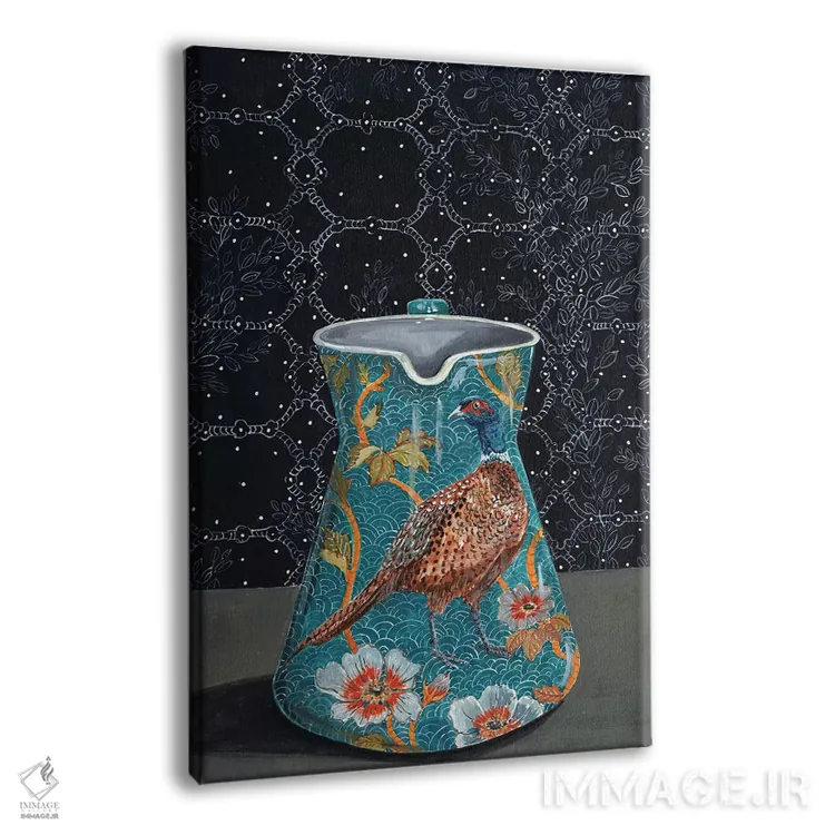 تابلو مدرن پارچ فیروزه ای با نقش قرقاول اثر میری اشت - نمای پرسپکتیو محصول