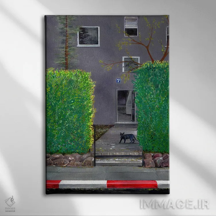 تابلو دکوراتیو گربه سیاه اثر میری اشت - نمای روبهرو روی دیوار