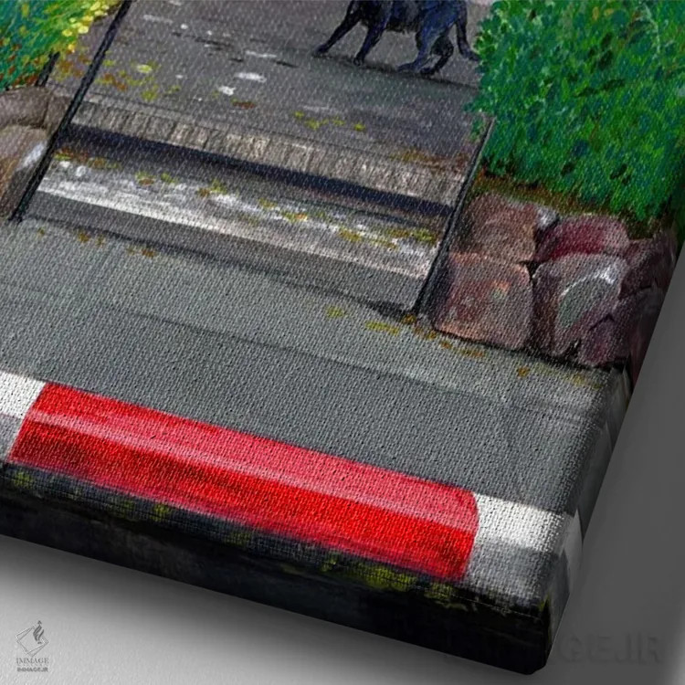 تابلو دکوراتیو گربه سیاه اثر میری اشت - نمای نزدیک بافت بوم