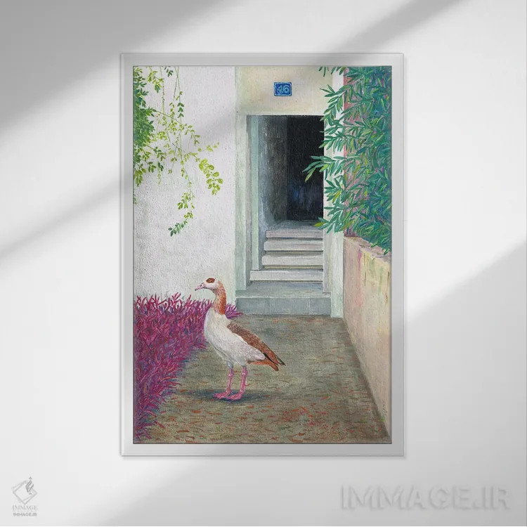 تابلو دکوراتیو غاز مصری اثر میری اشت - نمای قابدار سفید