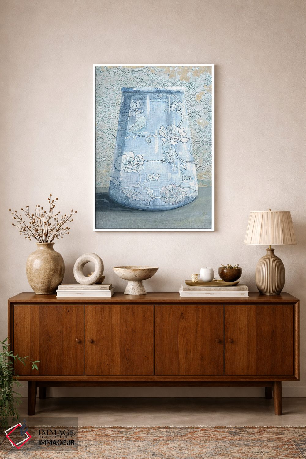 تابلو مدرن گلدان چینی آبی اثر میری اشت - D1W
