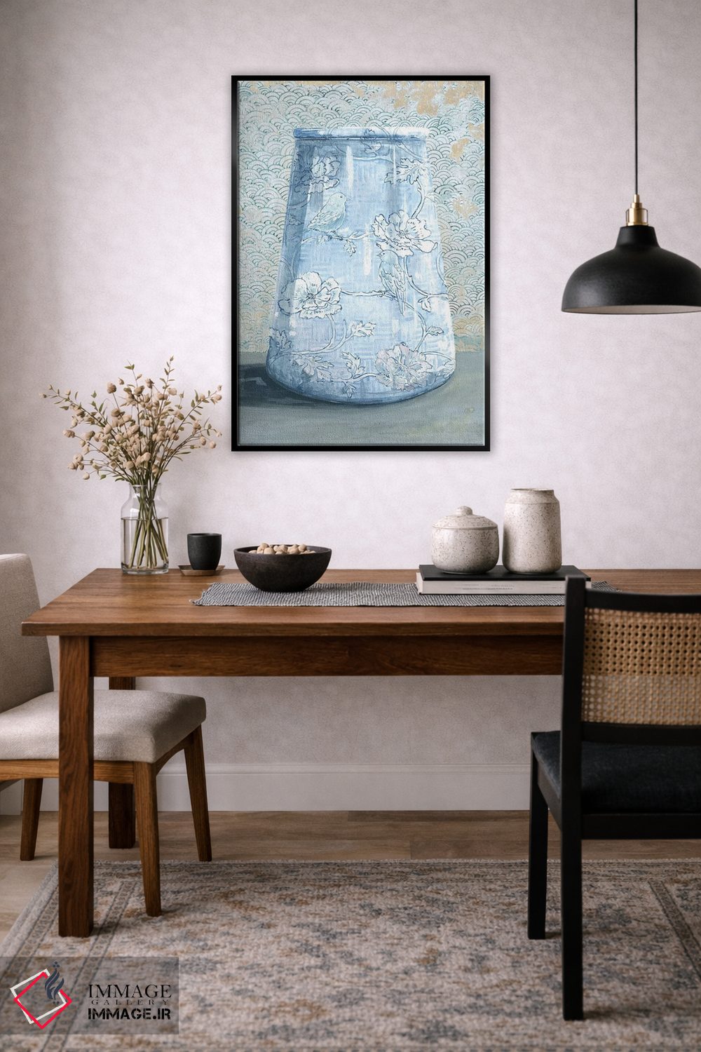 تابلو مدرن گلدان چینی آبی اثر میری اشت - D4B