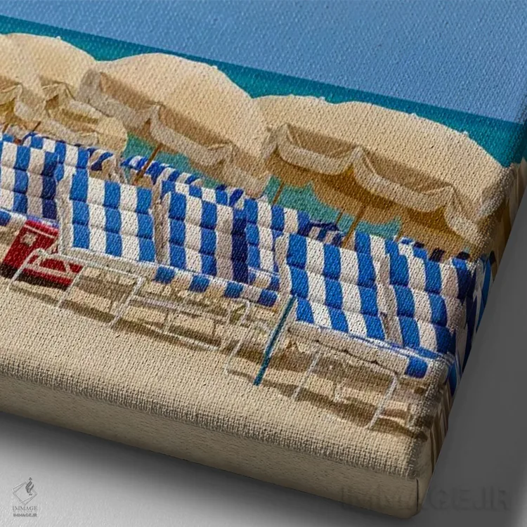 تابلو دکوراتیو صحنه ای آرامش بخش از ساحل اثر ملانی ویولا - نمای نزدیک بافت بوم