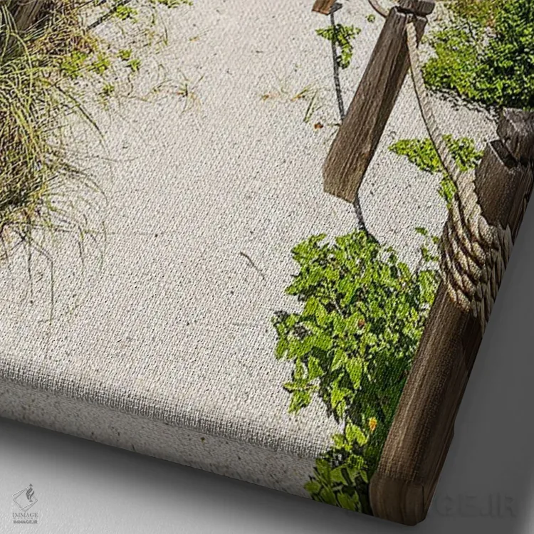 تابلو دکوراتیو مسیر شنی به سوی ساحل اثر ملانی ویولا - نمای نزدیک بافت بوم