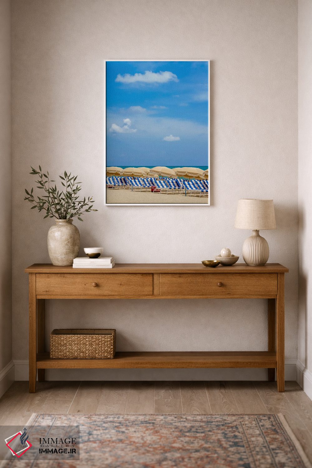 تابلو دکوراتیو صحنه ای آرامش بخش از ساحل اثر ملانی ویولا - D1W