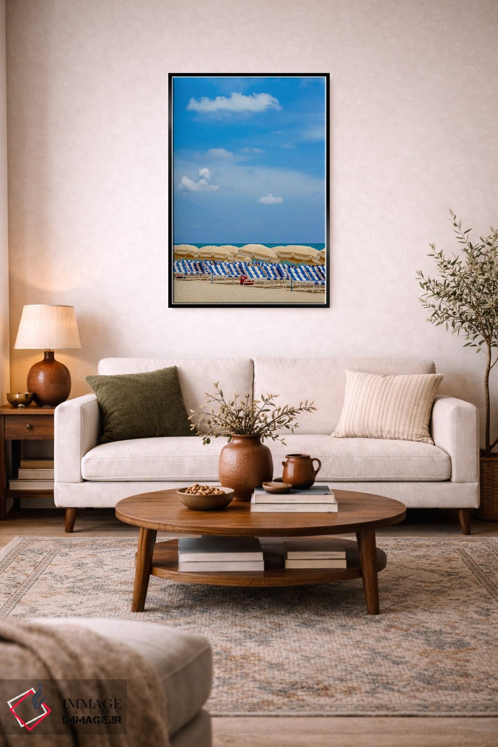 تابلو دکوراتیو صحنه ای آرامش بخش از ساحل اثر ملانی ویولا - D3B