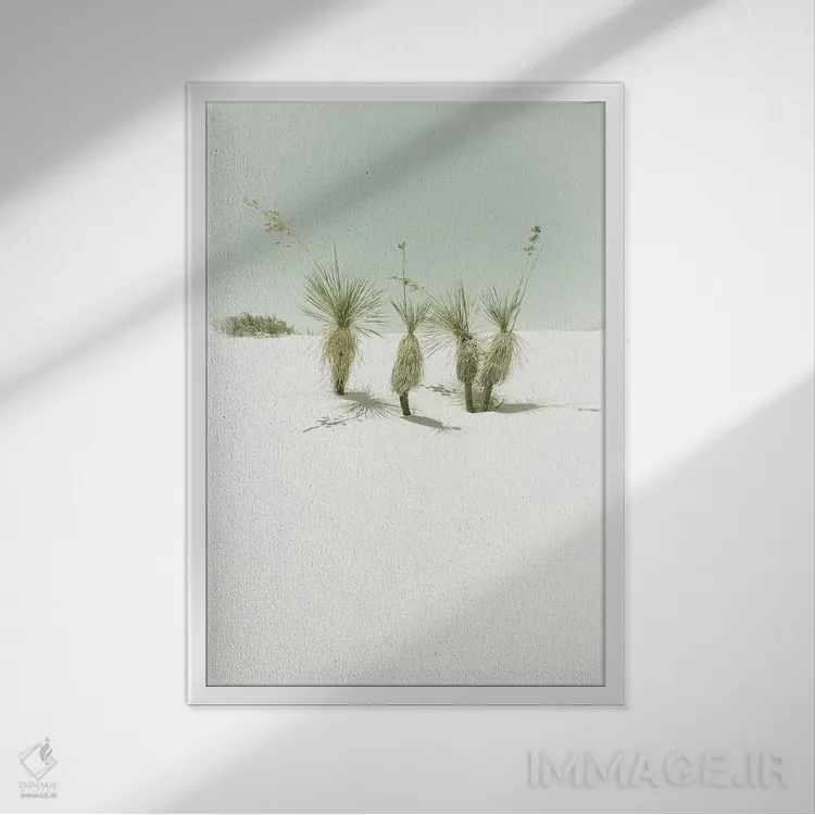 تابلو دکوراتیو منظره نوستالژیک و رویایی شن های سفید اثر ملانی ویولا - نمای قابدار سفید
