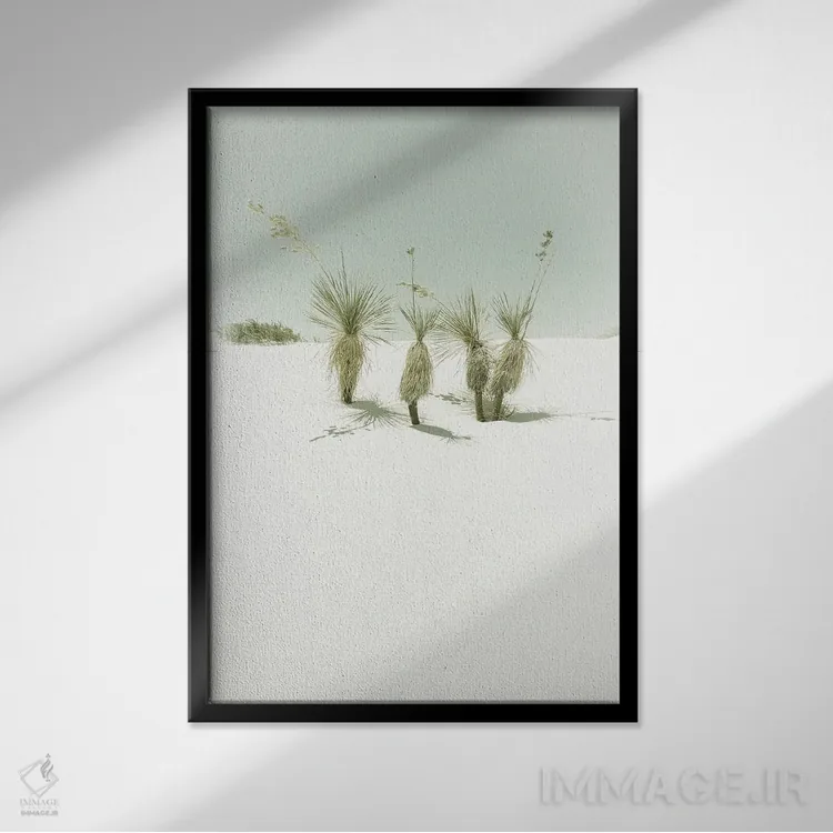 تابلو دکوراتیو منظره نوستالژیک و رویایی شن های سفید اثر ملانی ویولا - نمای قابدار مشکی
