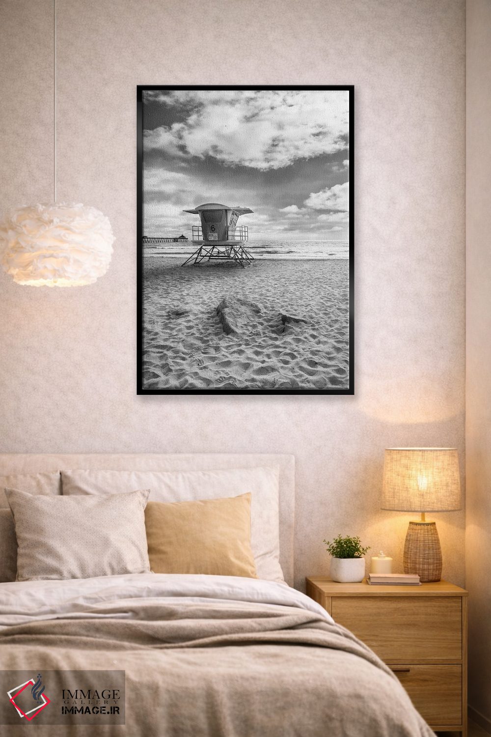 تابلو دکوراتیو ساحل امپریال کالیفرنیا به صورت تک رنگ اثر ملانی ویولا - D2B