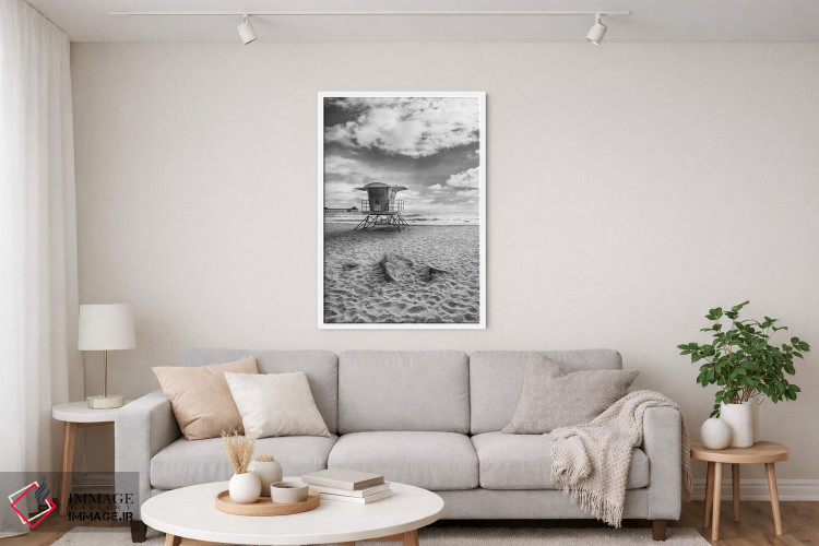 تابلو دکوراتیو ساحل امپریال کالیفرنیا به صورت تک رنگ اثر ملانی ویولا - D3W