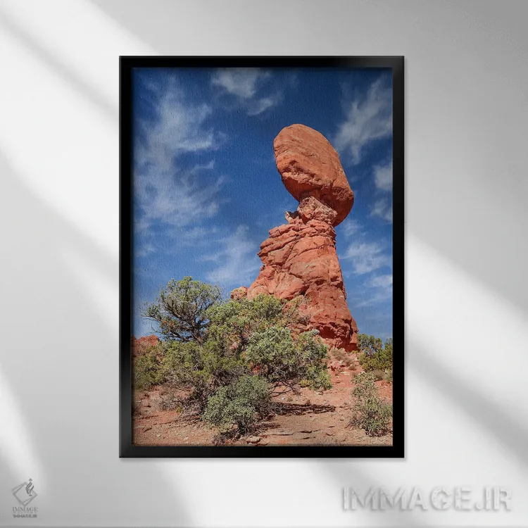 تابلو دکوراتیو صخره متعادل در پارک ملی آرچز اثر ملانی ویولا - نمای قابدار مشکی