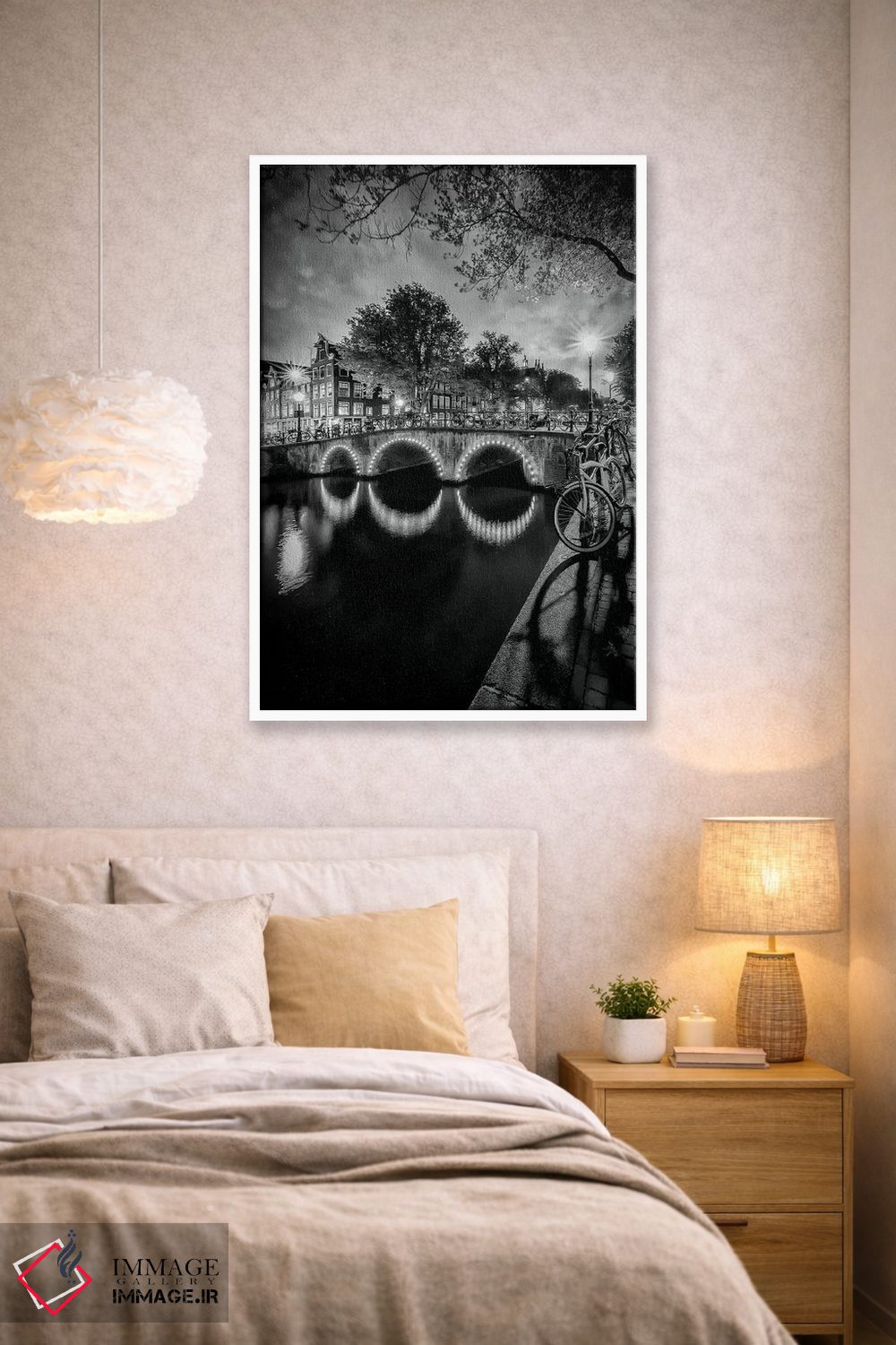 تابلو دکوراتیو منظره شبانه شاعرانه از کانال کایزرزگرات آمستردام اثر ملانی ویولا - D1W