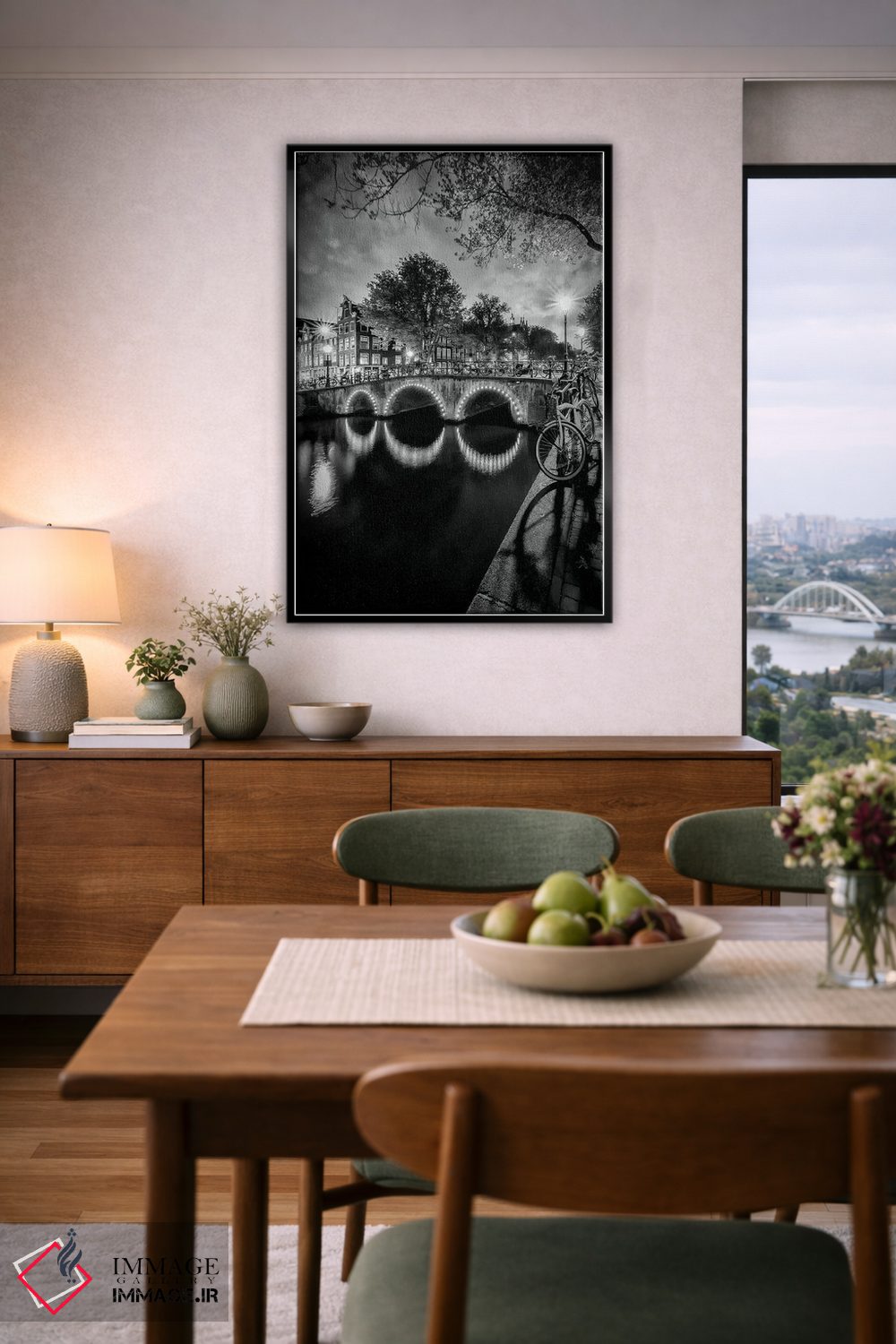 تابلو دکوراتیو منظره شبانه شاعرانه از کانال کایزرزگرات آمستردام اثر ملانی ویولا - D6B