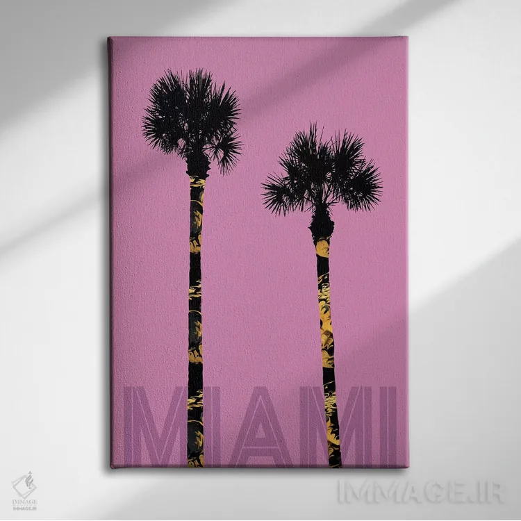تابلو دکوراتیو نخل های میامی اثر ملانی ویولا - نمای روبهرو روی دیوار