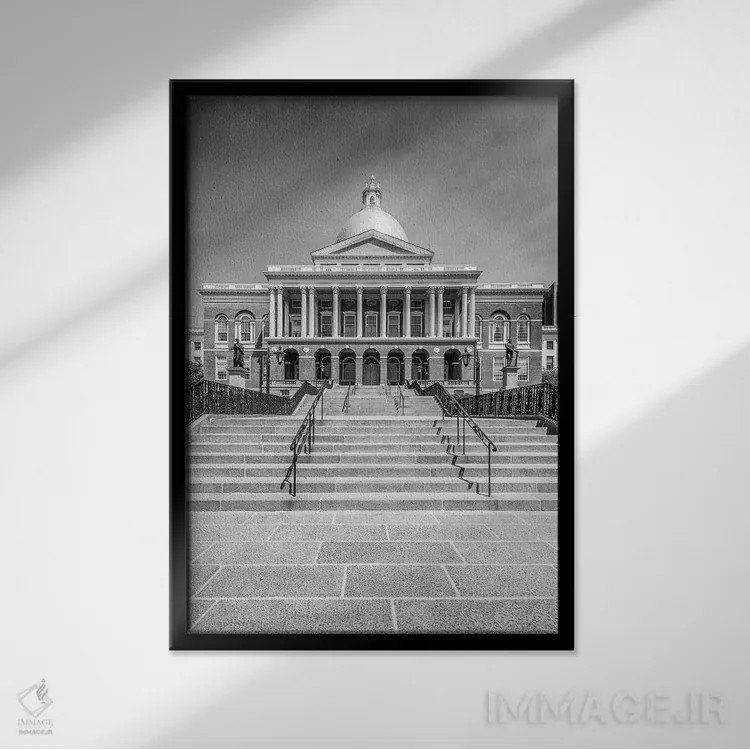 تابلو دکوراتیو ساختمان دولت ایالتی ماساچوست بوستون اثر ملانی ویولا - نمای قابدار مشکی