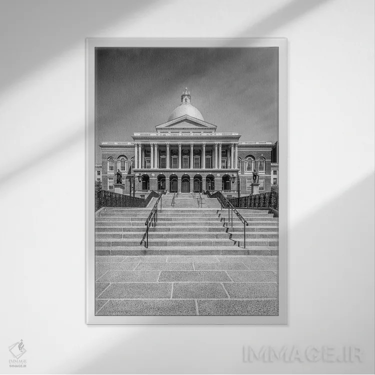 تابلو دکوراتیو ساختمان دولت ایالتی ماساچوست بوستون اثر ملانی ویولا - نمای قابدار سفید
