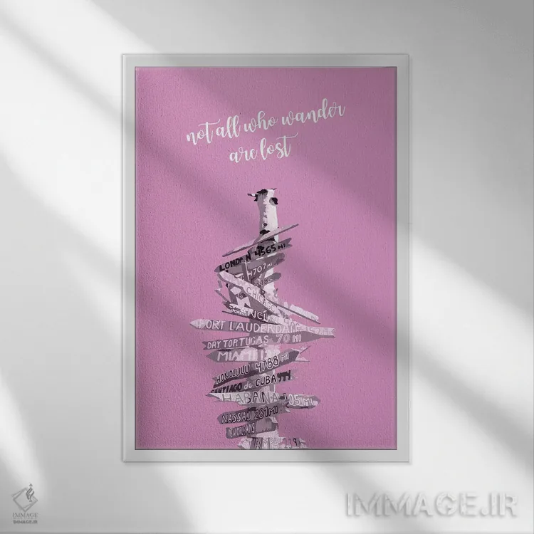 تابلو دکوراتیو هنر گرافیکی تابلو راهنما | صورتی اثر ملانی ویولا - نمای قابدار سفید