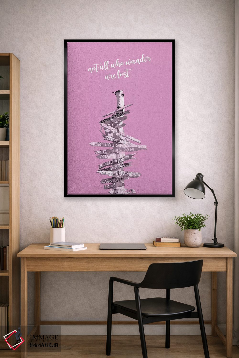 تابلو دکوراتیو هنر گرافیکی تابلو راهنما | صورتی اثر ملانی ویولا - D2B