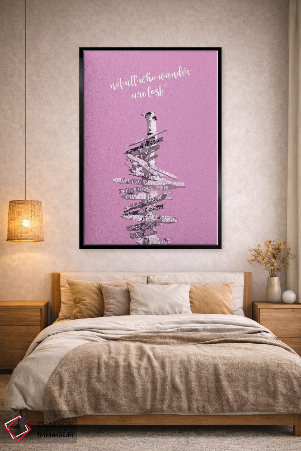 تابلو دکوراتیو هنر گرافیکی تابلو راهنما | صورتی اثر ملانی ویولا - D1B