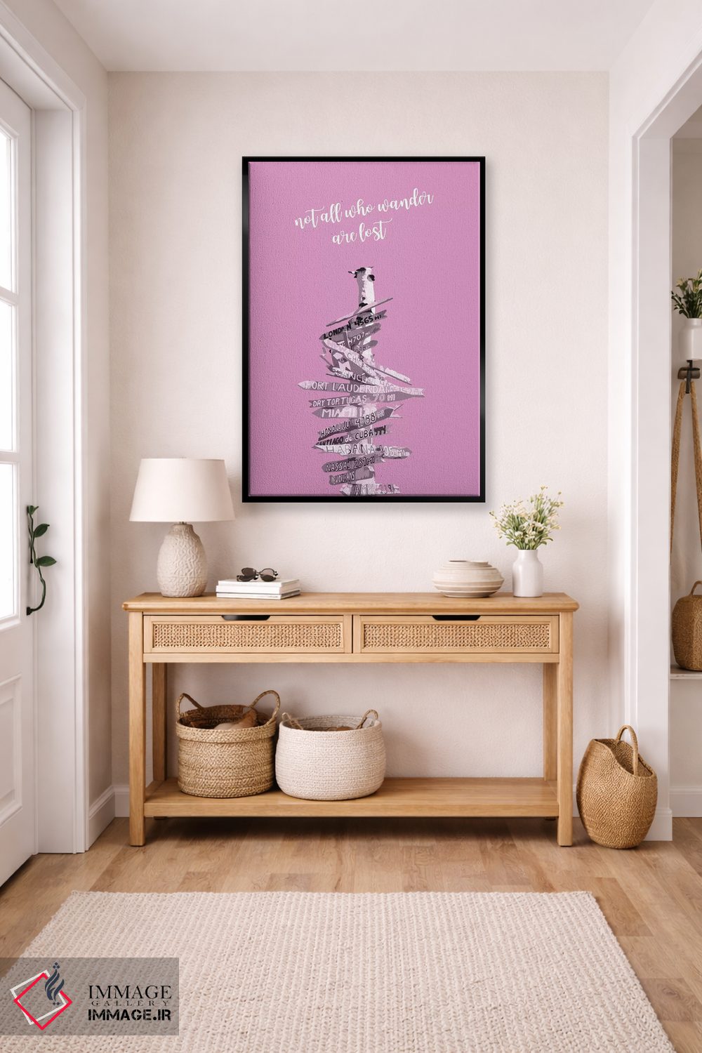 تابلو دکوراتیو هنر گرافیکی تابلو راهنما | صورتی اثر ملانی ویولا - D6B