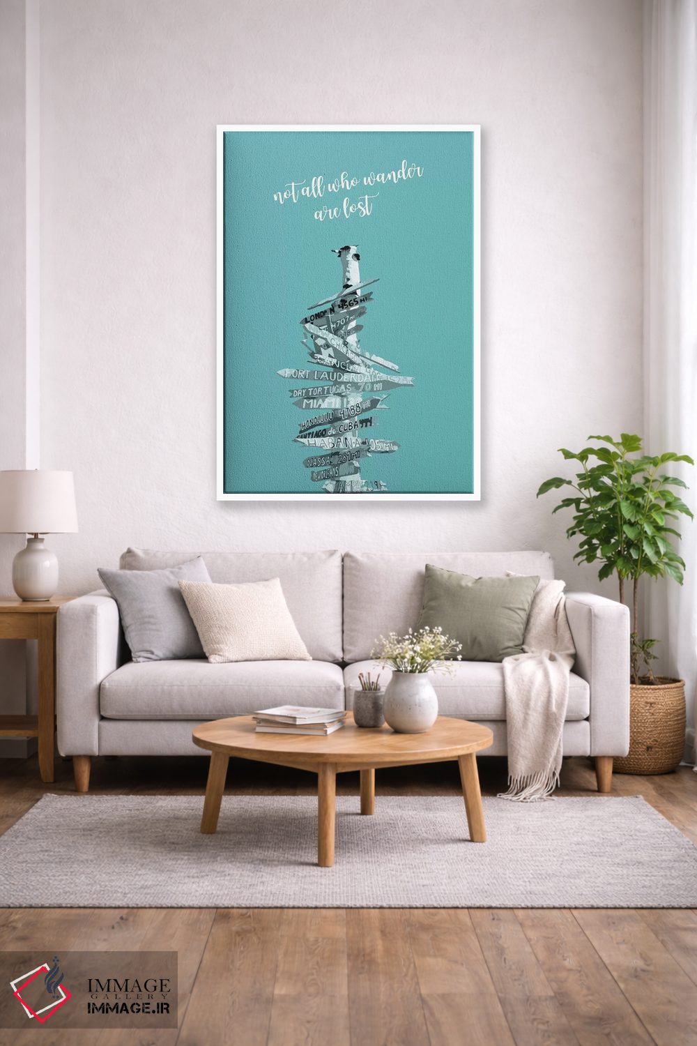 تابلو دکوراتیو هنر گرافیکی تابلو راهنما | فیروزه ای اثر ملانی ویولا - D1W