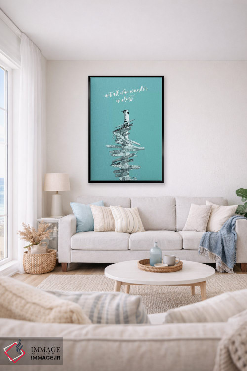 تابلو دکوراتیو هنر گرافیکی تابلو راهنما | فیروزه ای اثر ملانی ویولا - D3B