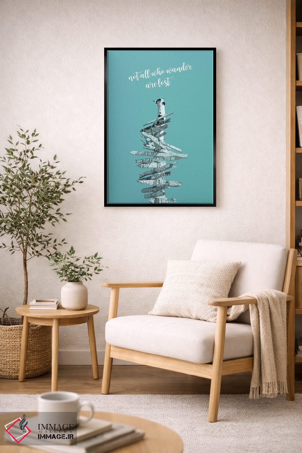 تابلو دکوراتیو هنر گرافیکی تابلو راهنما | فیروزه ای اثر ملانی ویولا - D2B