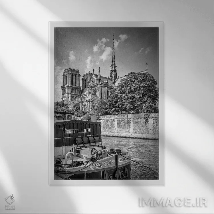 تابلو دکوراتیو کلیسای نوتردام پاریس اثر ملانی ویولا - نمای قابدار سفید