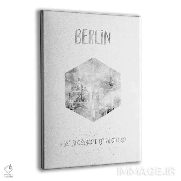 تابلو دکوراتیو مختصات کلیسای جامع برلین و برج تلویزیون اثر ملانی ویولا - نمای پرسپکتیو محصول
