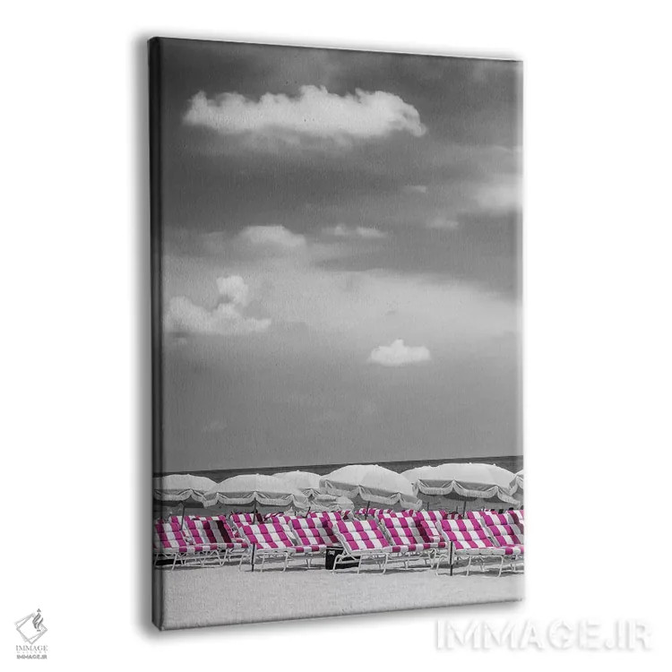 تابلو دکوراتیو صحنه ساحل با برجستگی رنگ صورتی اثر ملانی ویولا - نمای پرسپکتیو محصول