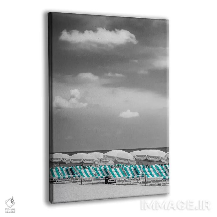 تابلو دکوراتیو صحنه ساحل با برجستگی رنگ فیروزه ای اثر ملانی ویولا - نمای پرسپکتیو محصول