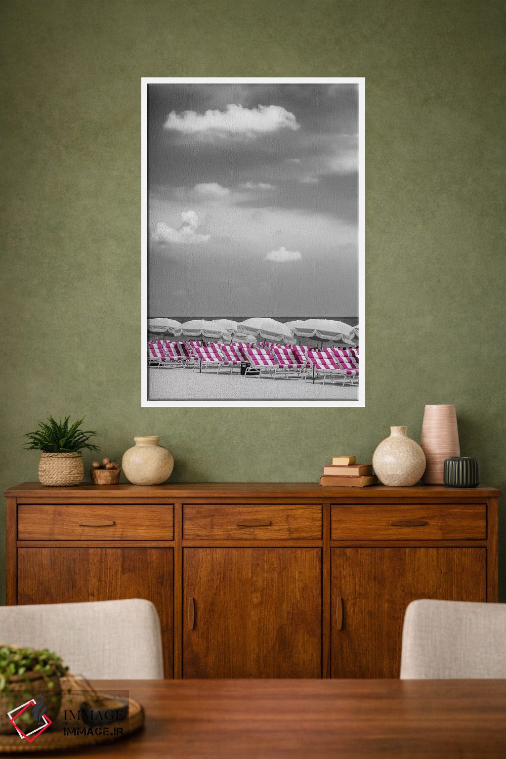 تابلو دکوراتیو صحنه ساحل با برجستگی رنگ صورتی اثر ملانی ویولا - D1W