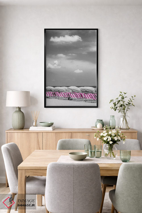 تابلو دکوراتیو صحنه ساحل با برجستگی رنگ صورتی اثر ملانی ویولا - D6B