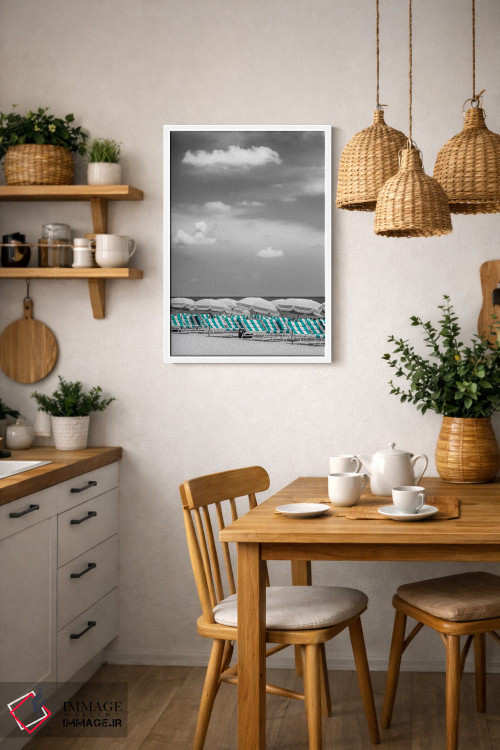 تابلو دکوراتیو صحنه ساحل با برجستگی رنگ فیروزه ای اثر ملانی ویولا - D2W