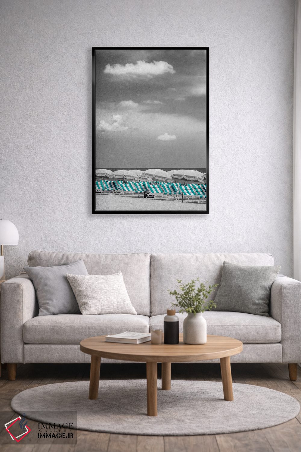 تابلو دکوراتیو صحنه ساحل با برجستگی رنگ فیروزه ای اثر ملانی ویولا - D5B