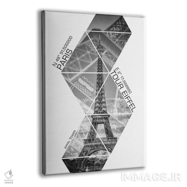 تابلو دکوراتیو مختصات برج ایفل پاریس III اثر ملانی ویولا - نمای پرسپکتیو محصول