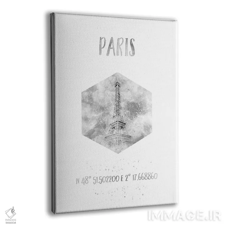 تابلو دکوراتیو مختصات برج ایفل پاریس II اثر ملانی ویولا - نمای پرسپکتیو محصول