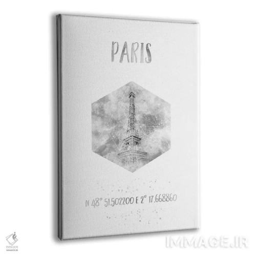 تابلو دکوراتیو مختصات برج ایفل پاریس II اثر ملانی ویولا - نمای پرسپکتیو محصول