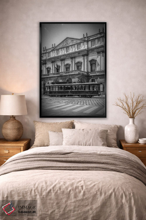 تابلو دکوراتیو تئاتر لا اسکالا میلان و تراموا اثر ملانی ویولا - D2B