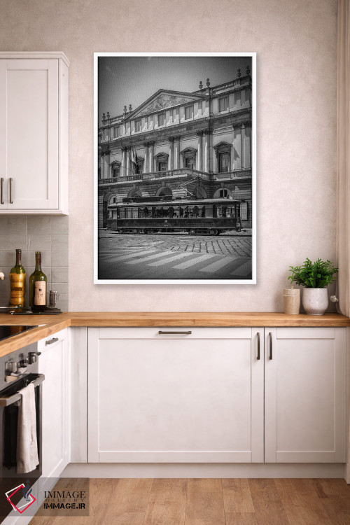 تابلو دکوراتیو تئاتر لا اسکالا میلان و تراموا اثر ملانی ویولا - D5W