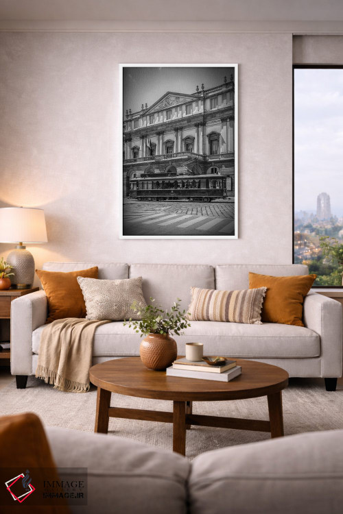 تابلو دکوراتیو تئاتر لا اسکالا میلان و تراموا اثر ملانی ویولا - D6W