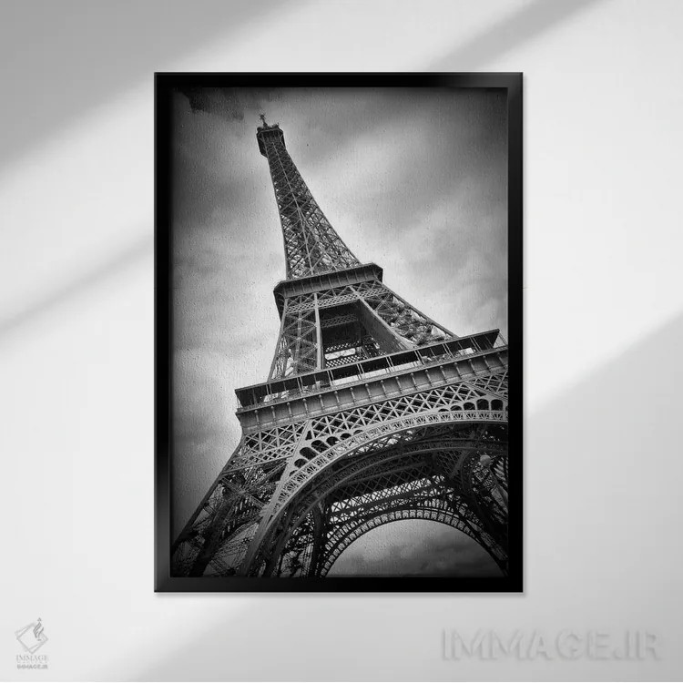 تابلو دکوراتیو برج ایفل داینامیک اثر ملانی ویولا - نمای قابدار مشکی